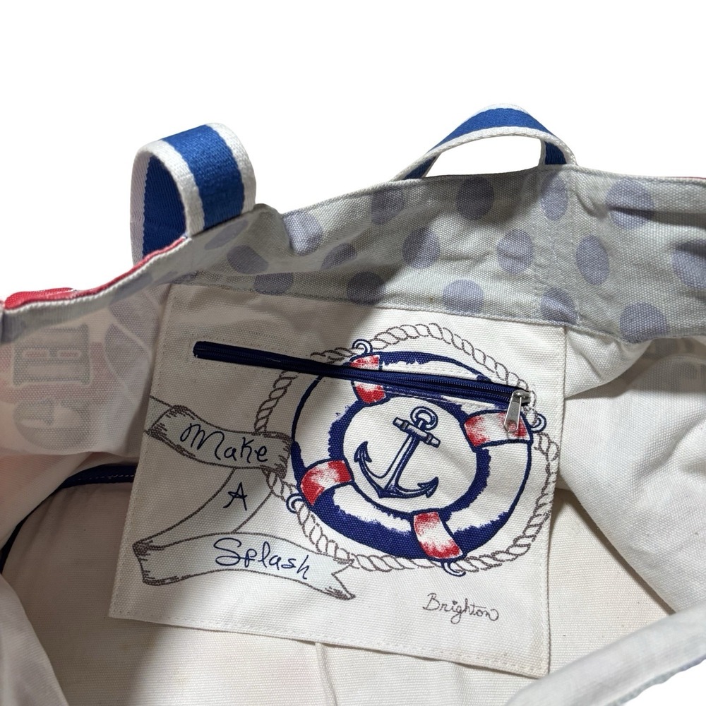 Brighton Nautical USA Patriotic Canvas Shopper Tote Beach Bag Approx 21x12x7.5 - Picture 8 of 8